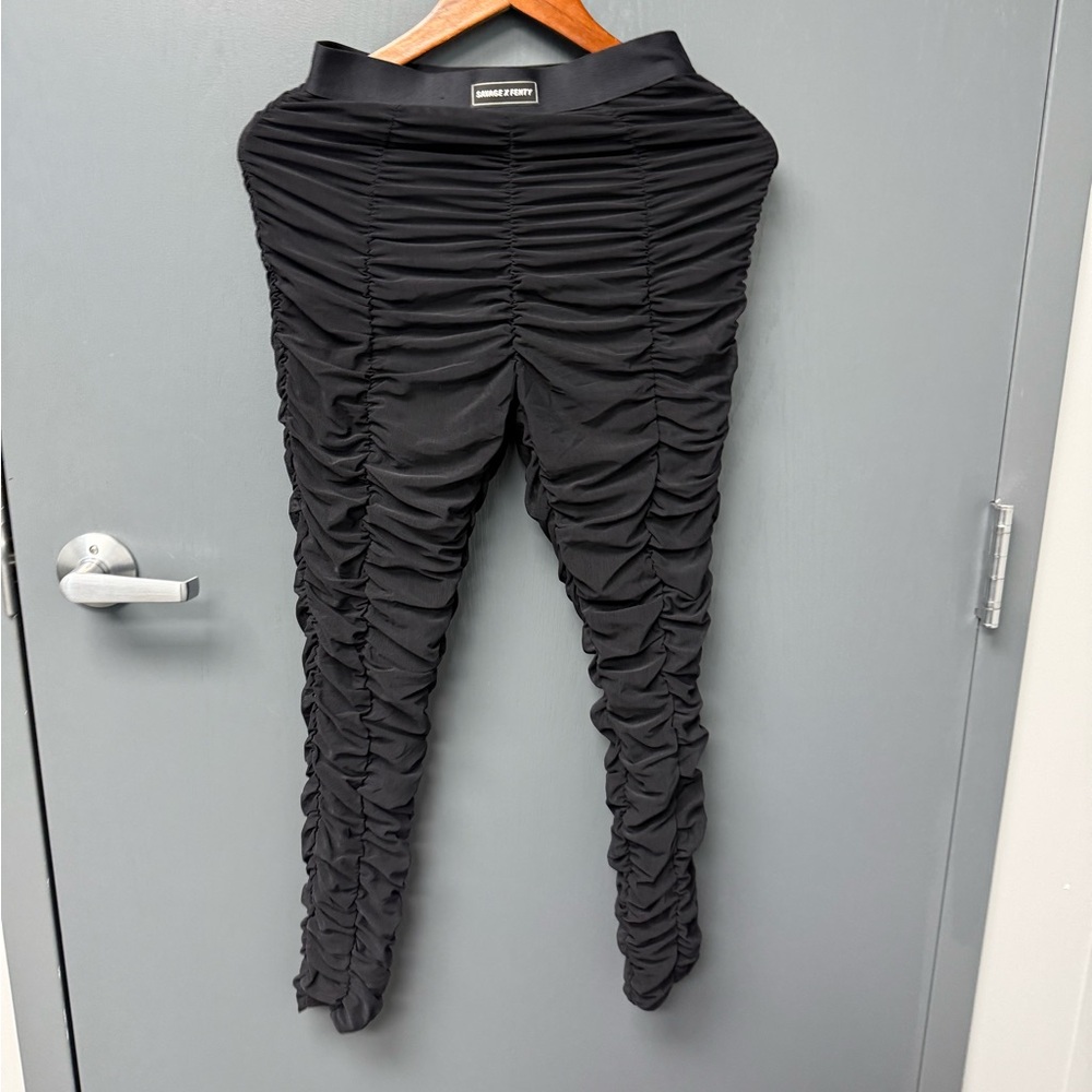 Savage X Fenty Black Ruched Pants